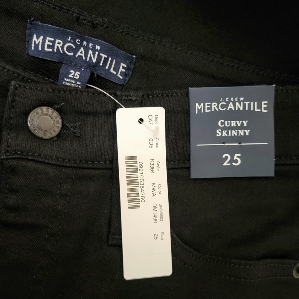 J.Crew MERCANTILE Womens 25 NWT Black Jeans High Rise Curvy Skinny Dark Fall - Picture 2 of 12